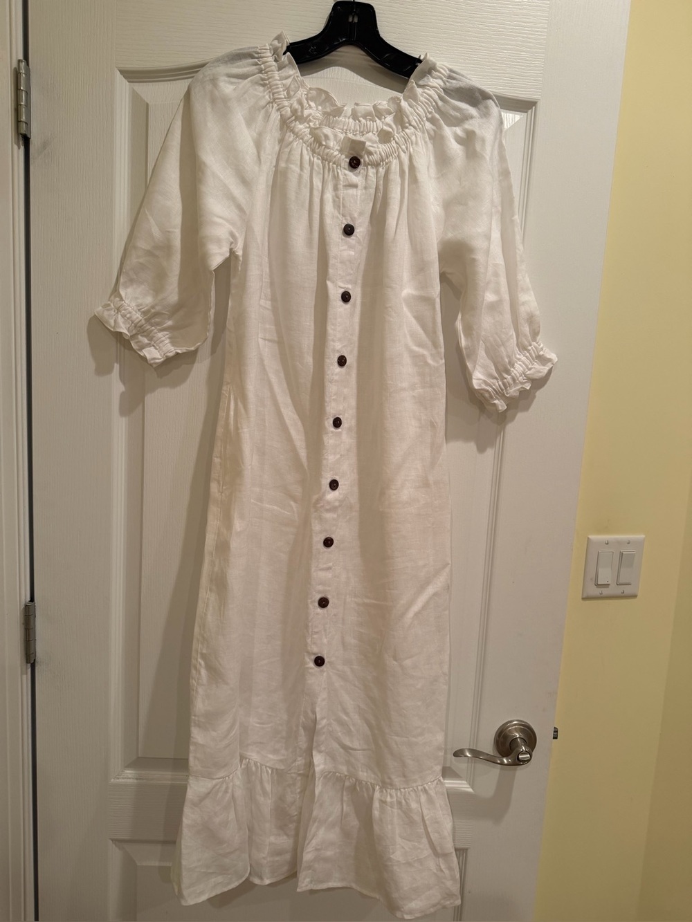 Source Unknown White Maxi Dress with Dark Buttons